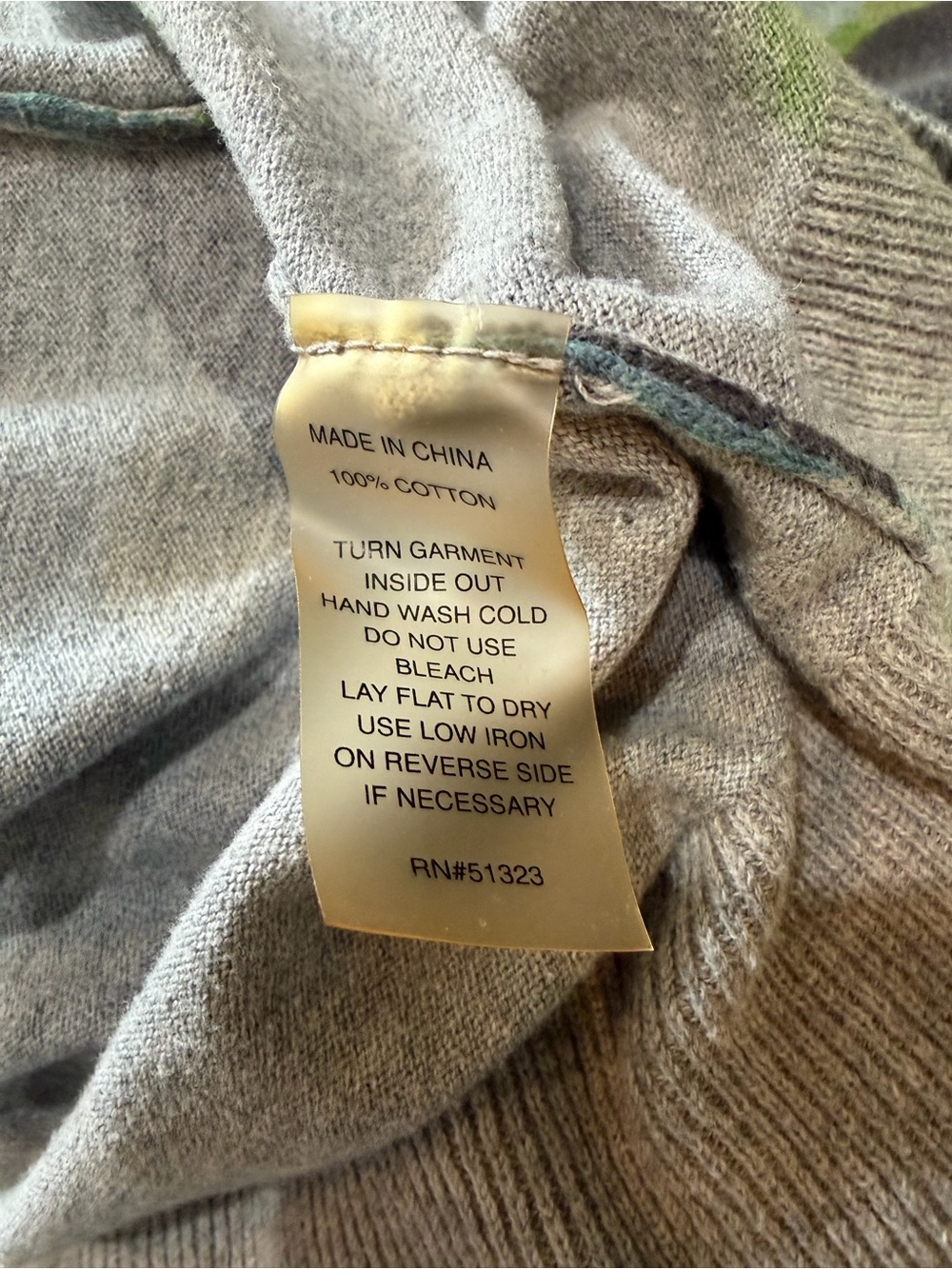 Two by Vince Camuto Camo Cotton Sweater Neon Trim Green Blue Size L EUC - Picture 4 of 5